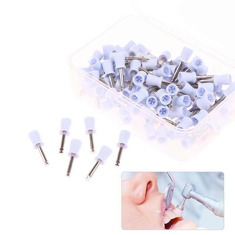 Dental Handpiece Low Speed - 【B】100 ชิ้น ถ้วยขัดฟันยางแบบมีตัวล็อค แปรงขัดฟัน ถ้วยโปรฟี สำหรับหัวกรอความเร็วต่ำ